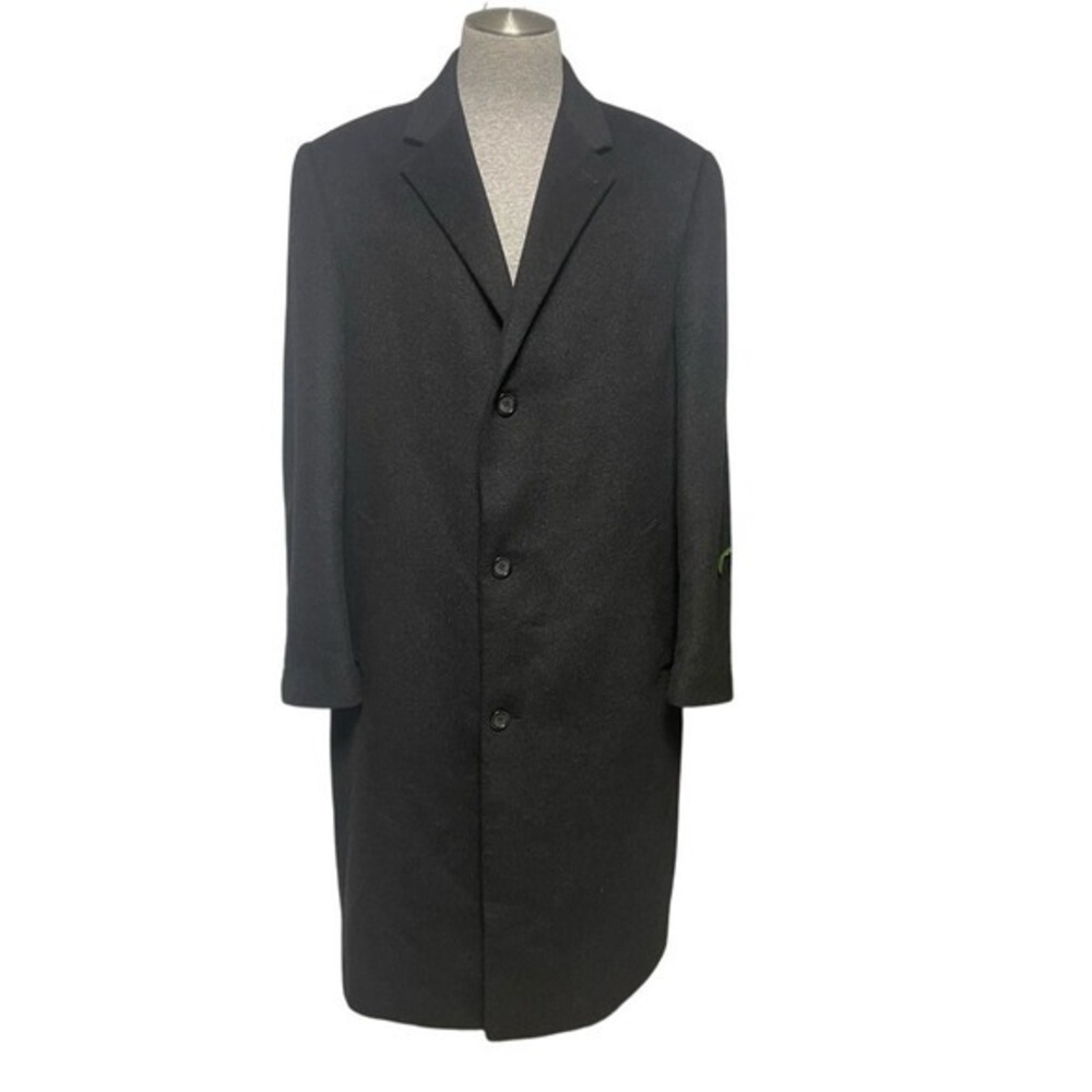 Izod Black Wool Blend Trench Coat Mens 44L